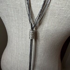 White House Black Market Elegant Silver Necklace with Crystal Accents